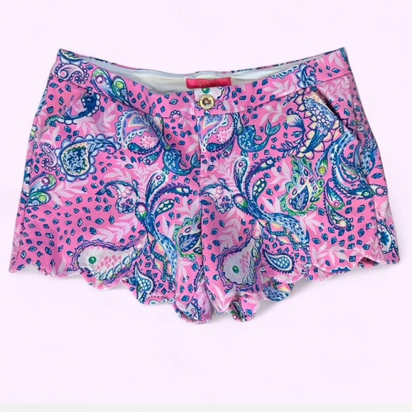 Lilly Pulitzer Buttercup Knit Shorts - Size 8 - Strut Your Stuff Peacock EUC - Picture 3 of 6